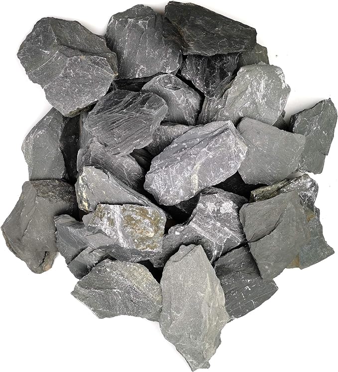 Voulosimi Natural Slate Rocks PH Neutral Stone Perfect Rocks for Aquariums, Landscaping Model,Tank Decoration,Amphibian Enclosures (10 LB, 3-5 inch)