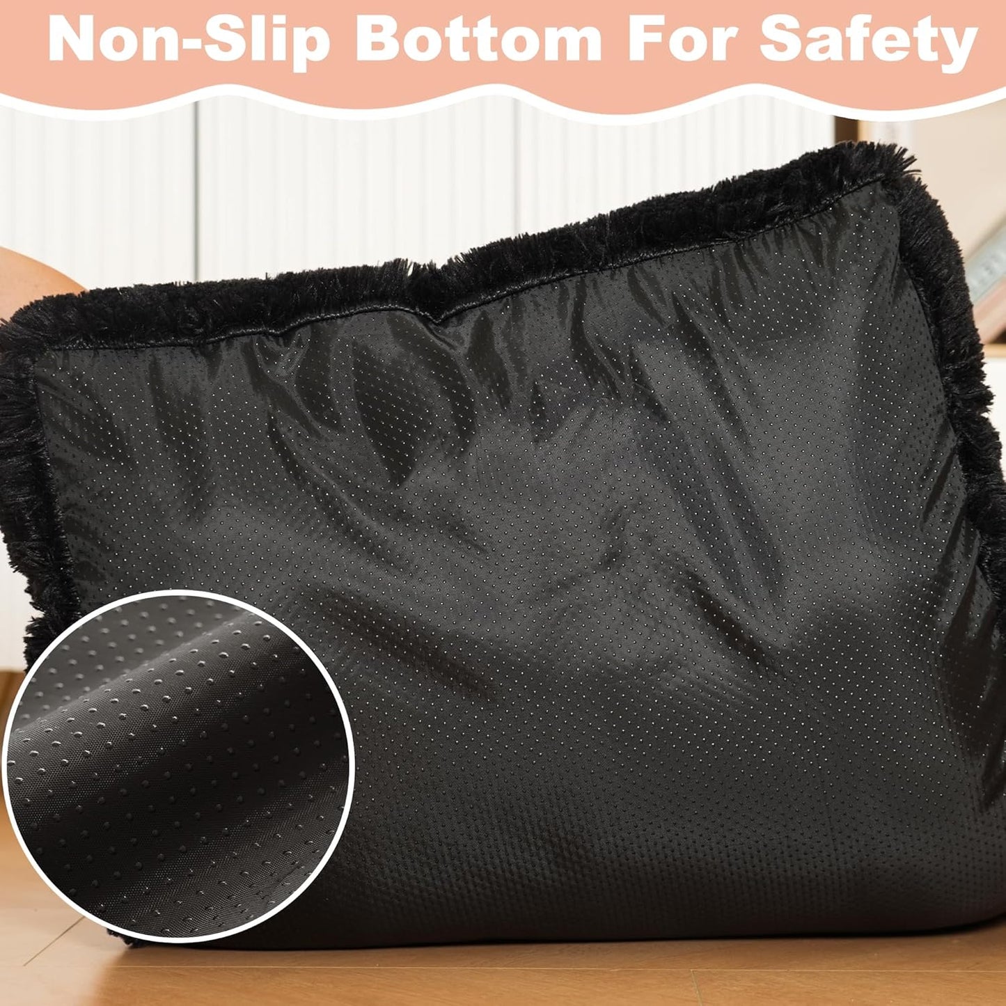 Bedfolks Waterproof Dog Crate Pad, Plush Dog Kennel Bed with Removable Cover, Faux Fur, Washable, 23"x18", Black