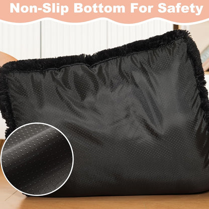 Bedfolks Waterproof Dog Crate Pad, Plush Dog Kennel Bed with Removable Cover, Faux Fur, Washable, 21"x13", Black