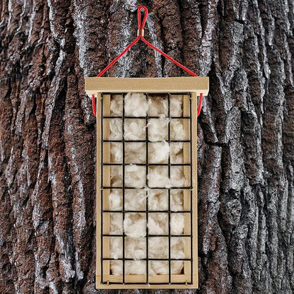 Wooden Bird Nest Material Holder; Rustic Handmade Bird Nest Material Dispenser