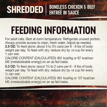 Wellness CORE Signature Selects Shredded Adult Wet Cat Food, Natural, Protein-Rich, Grain Free, 5.3 Ounce, 12 Pack (Chicken & Beef Entree)