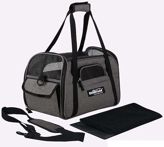 EliteField Soft Sided Pet Carrier (3 Year Warranty, Airline Approved), Multiple Sizes and Colors Available (Large: 19" L x 10" W x 13" H, Charcoal Gray)