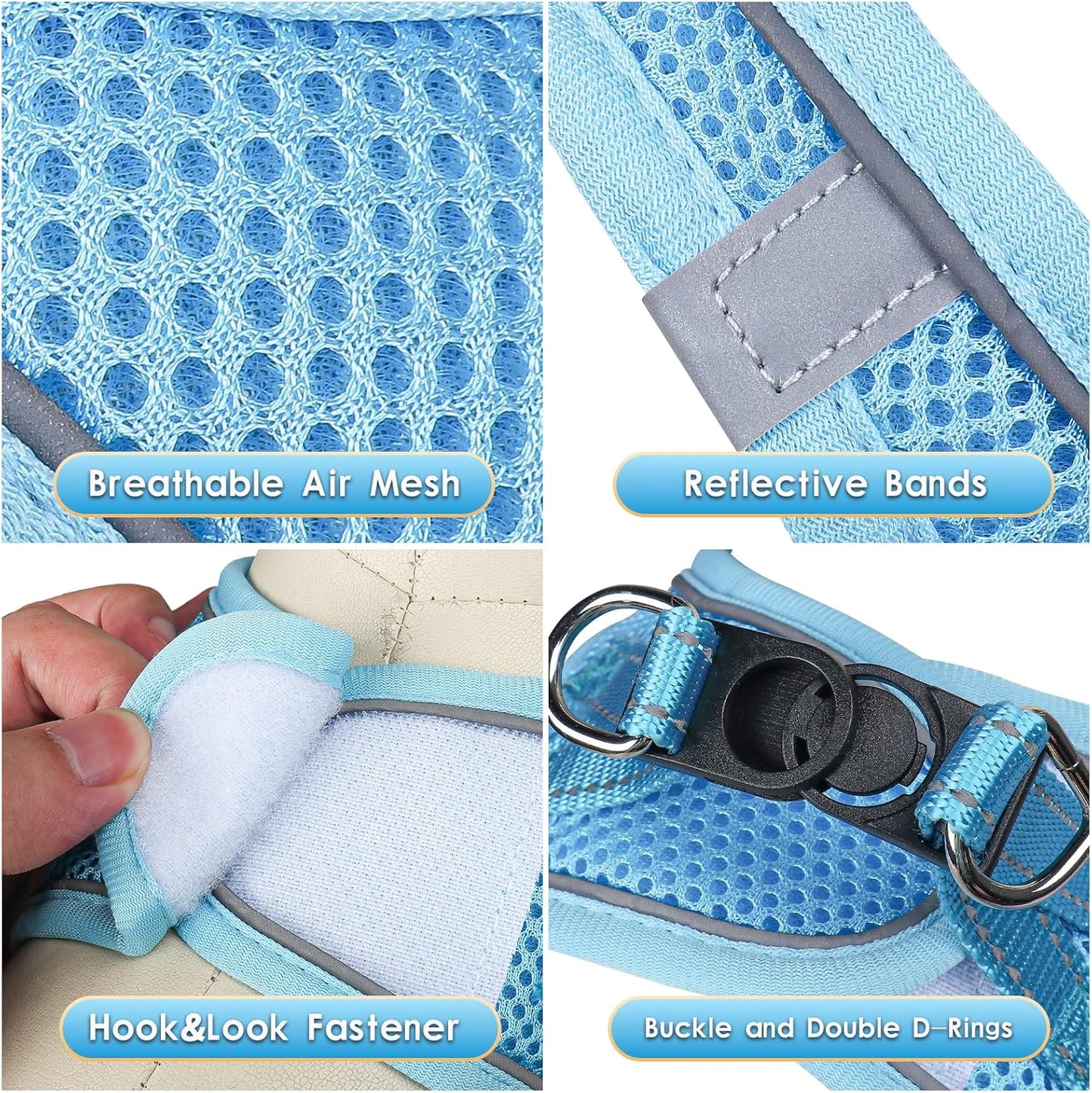 YIMEIS Dog Harness and Leash Set, No Pull Soft Mesh Pet Harness, Reflective Adjustable Puppy Vest for Small Medium Large Dogs, Cats (Sky Blue, Small (Pack of 1)