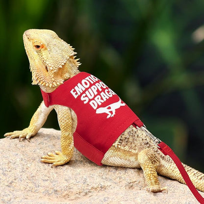 Bearded Dragon Harness and Leash Set - Escape Proof Adjustable Lizard Reptiles Harness with 5 ft Short Leash for Walking Outdoor