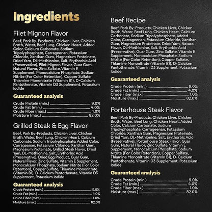 Cesar Wet Dog Food Classic Loaf in Sauce Filet Mignon Flavor, Porterhouse Steak Flavor, Grilled Steak & Eggs Flavor, and Beef Recipe Variety Pack 3.5 oz. Easy Peel Trays (60 Count)