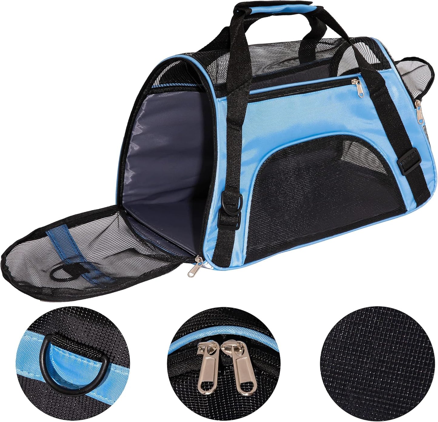 Pet Carrier Cat Cattier Soft-Sided Carriers for Small Medium Cats Dogs Puppies Pet Carrier Airline Approved Cat Dog Pet Travel Carrier (Medium, Blue)