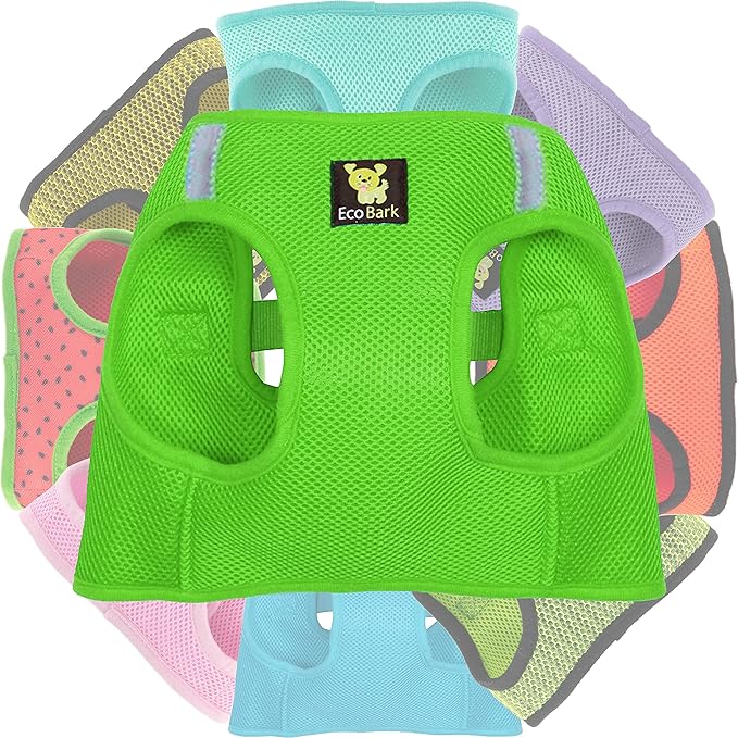 EcoBark Rapid Fastener Super Comfort Fully Adjustable Double Padded Step in Dog Harness (XXS, Green)
