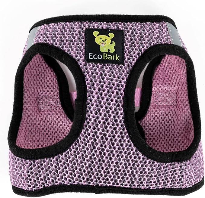 EcoBark Teacup Dog Harness - Step in Dog Harness - Soft Luxury Mesh - Mini Body Halter for Toy Breeds and Puppies - Halter Vest 3 pounds lbs (XXXS, Lilac Pink)