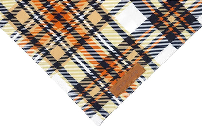 Realeaf Fall Dog Bandanas 2 Pack, Reversible Orange Plaid Holiday Pet Scarf for Boy and Girl, Premium Durable Fabric, Halloween Thanksgiving Bandana for Medium and Large Dogs (Large)