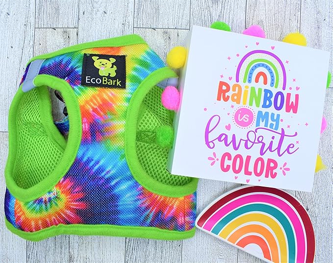 EcoBark Step in Dog Harness - Soft Mesh Dog Vest Harnesses for Puppies and Small Dogs - Reflective and Adjustable No Pull and No Choke Halter Harness - Mesh Comfort Padded Body Harness (Tie-Dye, XS)
