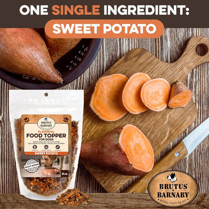 BRUTUS & BARNABY Dog Food Toppers for Picky Eaters - All Natural, Vegan Sweet Potato Kibble Topper, Delicious Meal Toppers for Dogs, Nutrient Packed Dog Food Topper with Single Raw Ingredient
