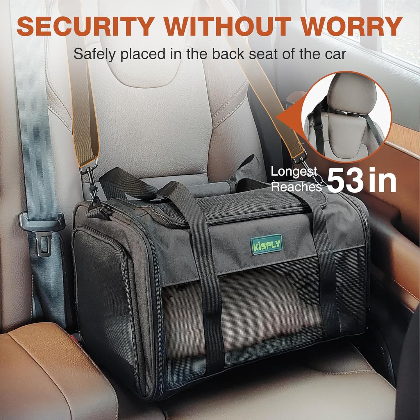 Airline Approved Cat and Small Dog Carrier 17"x11"x9.5"– Soft-Sided, Foldable Under-Seat Travel Bag for Pets up to 12 lbs, Top-Loading, Scratch-Resistant Mesh, Black