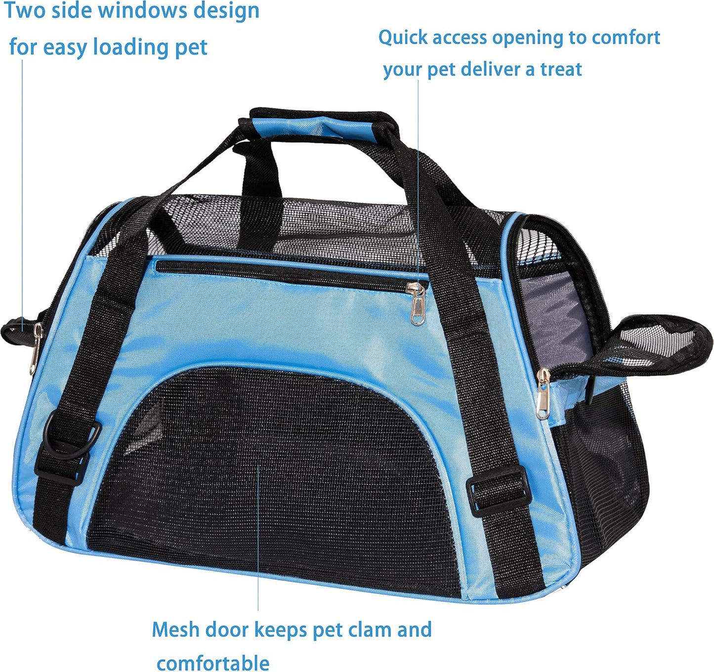 Pet Carrier Cat Cattier Soft-Sided Carriers for Small Medium Cats Dogs Puppies Pet Carrier Airline Approved Cat Dog Pet Travel Carrier (Medium, Blue)