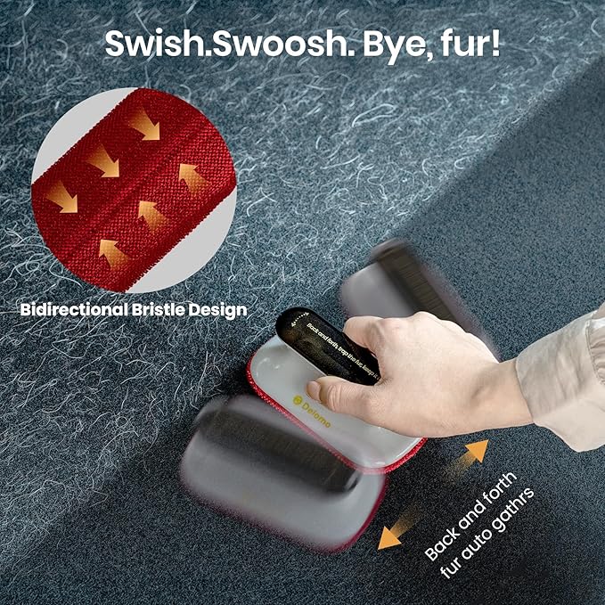 DELOMO Upgraded Pet Hair Removal Tool for Car, Mini Dog Hair Remover for Car Detailing, Pet Hair Remover Brush for Auto Detailing, Furniture, Carpet, Lint, Pet Hair Eraser (Size: 4.72" L × 2.76" W)