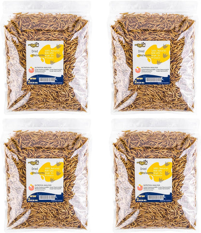 RANZ 8LBS Non-GMO Dried Mealworms for Chickens, High Protein Meal Worms, Premium Chicken Feed, Whole Large Mealworms for Blue Birds, Ducks, Fish