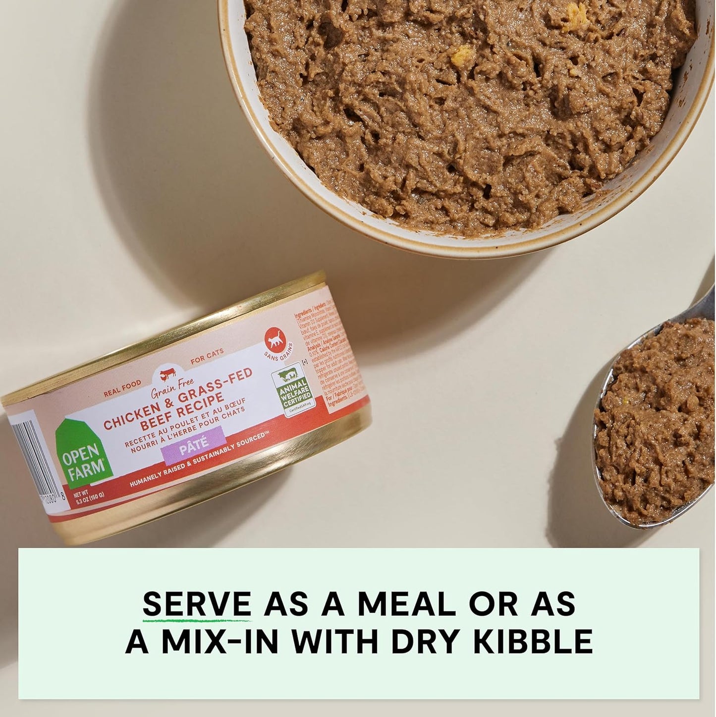 Open Farm Canned Cat Food, Pate for Complete & Balanced Nutrition, Grain Free and Legume-Free Wet Cat Food, Chicken & Beef Recipe, 2.8oz Cans (Case of 18)