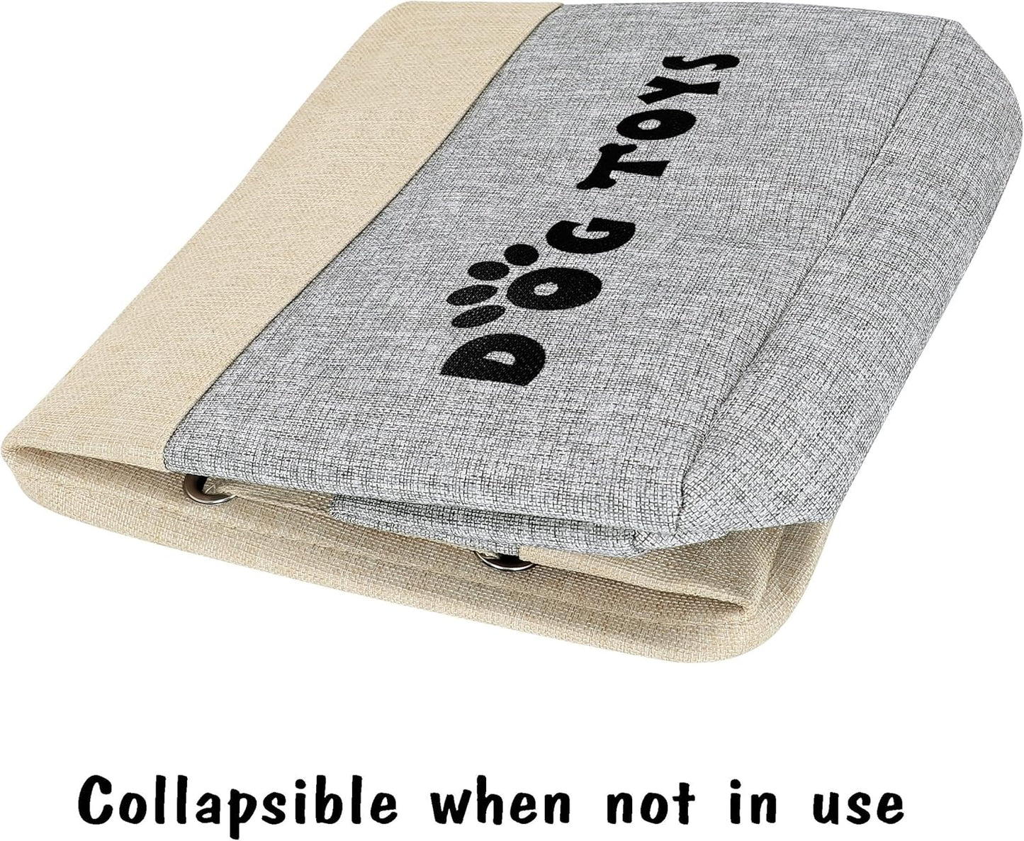 PET ARTIST Large Dog Toy Basket Bin - Rectangular Storage Box Chest Organizer for Dog Toys,Coats,Clothing,Apparel & Accessories & Blanket,Gray,15"x13"x12"