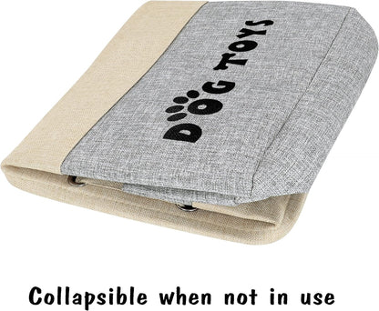 PET ARTIST Large Dog Toy Basket Bin - Rectangular Storage Box Chest Organizer for Dog Toys,Coats,Clothing,Apparel & Accessories & Blanket,Gray,15"x13"x12"