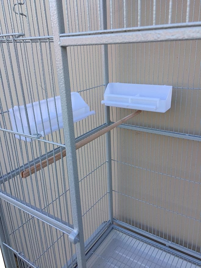 76" Extra Large Double Stackable Wrought Iron Breeding Bird Flight Parrot Cockatiel Conure Breeder Separate Cages Nesting Box Doors Easy Clean Pull Out Grate Tray Detachable Rolling Stand