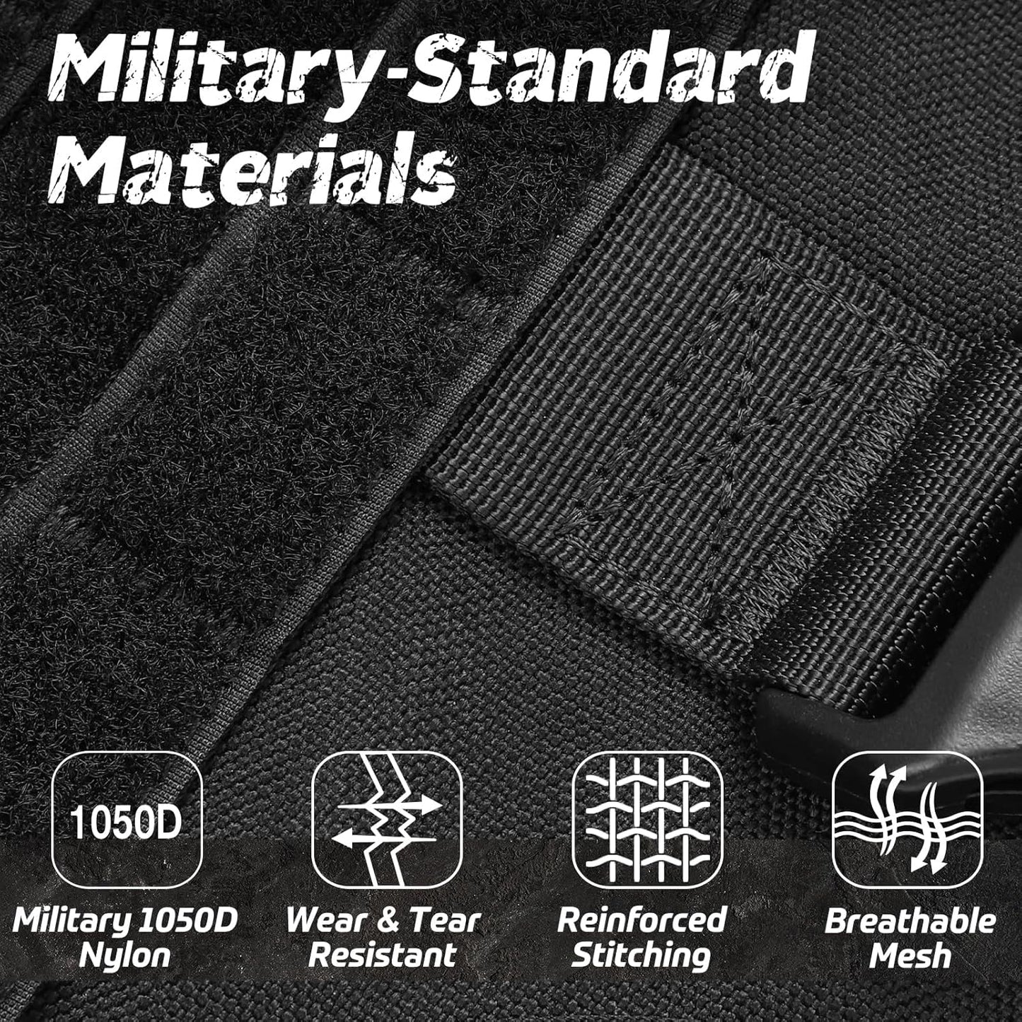 rabbitgoo Tactical Dog Harness Medium Sized, Heavy Duty Pet Harness with Handle, No-Pull Service Vest Medium Breed, Adjustable Military Dog Vest for Training Hunting Walking, Black, M