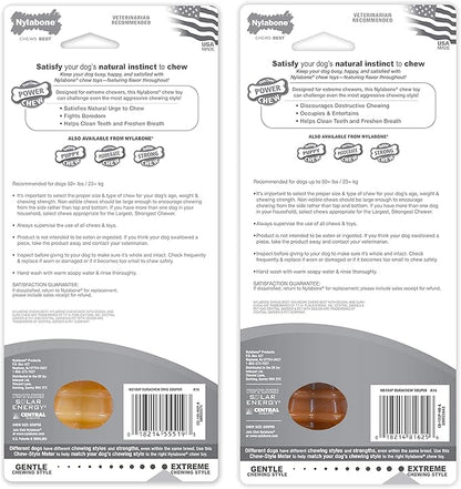 Nylabone Textured Knuckle Bone Power Chew Toy for Dogs, Durable & Tough Dog Toys for Aggressive Chewers, Original & Bacon Flavor, X-Large - 50+ lbs, 2 Pack