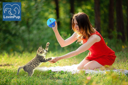 Cat Ball Toy with Bell Larger Size, Bells Jingle as Balls Roll, Cat Toy for Small or Large Cats, or Other Animals (Blue - 1 Pack)