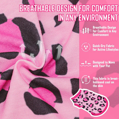 Adorable Pink Leopard Dog Shirt: Lightweight Polyester Cartoon Puppy Vest, Small Medium & Large Dog T-Shirt, Summer Pet Clothes, Cute Dog Apparel, Breathable Dog Tank Top 4XL
