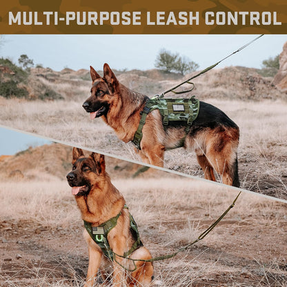 Forestpaw Dog Harness Medium Sized,Tactical Dog Harness with Handle,No Pull Military Style Service Dog Vest with Pockets Adjustable for Medium Large Dogs,Camouflage Green,Chest 21.5-45"