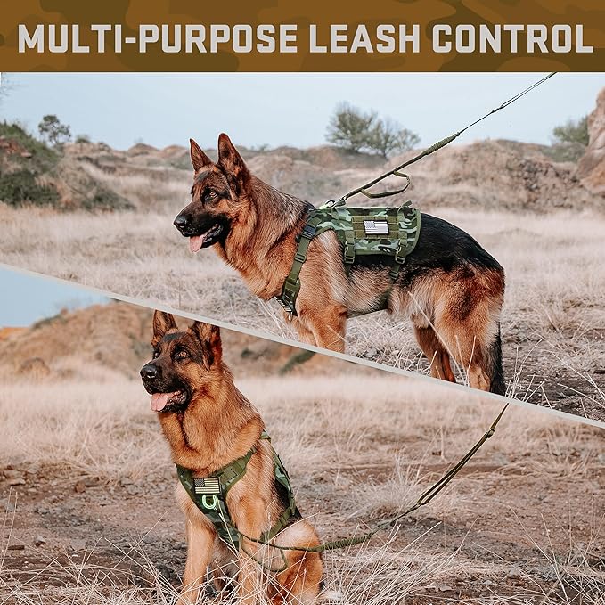 Forestpaw Dog Harness Medium Sized,Tactical Dog Harness with Handle,No Pull Military Style Service Dog Vest with Pockets Adjustable for Medium Large Dogs,Camouflage Green,Chest 15.5-25.5"