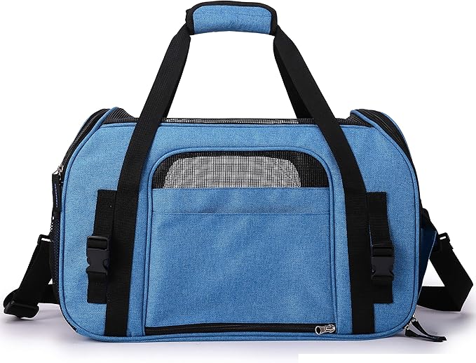 EliteField Soft Sided Pet Carrier (3 Year Warranty, Airline Approved), Multiple Sizes and Colors Available (Large: 19" L x 10" W x 13" H, Sapphire Blue)