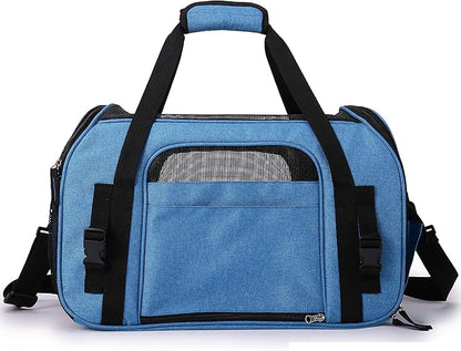 EliteField Soft Sided Pet Carrier (3 Year Warranty, Airline Approved), Multiple Sizes and Colors Available (Large: 19" L x 10" W x 13" H, Sapphire Blue)