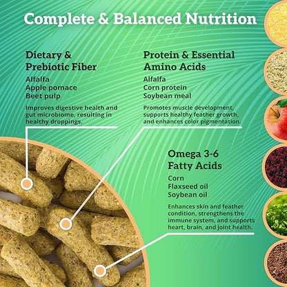 Scenic Corn Jungle Premium Parrot Food - Natural Flavors, High Protein, Low Iron Bird Pellets for Large Parrots, Macaw Food, Cockatoo & African Grey Parrots, Omega 3, Vitamins, Minerals, 2 LB