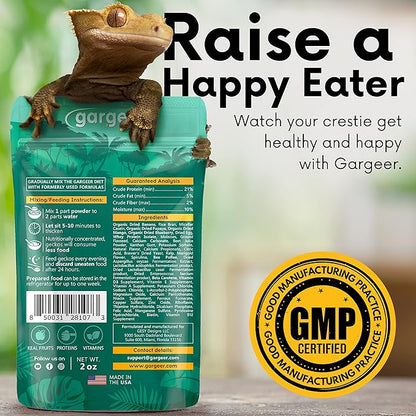 2oz Complete Crested Gecko Food Diet. Premium Mix, Ready to Use Freshly Made Powder. Unique Formula, Developed & Made in The USA. Enjoy! (Fruit Blend)