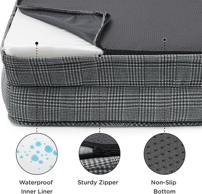 Bedsure Orthopedic Dog Bed Medium Size Dogs - Washable Medium Dog Cat Bed Waterproof, Comfort Pet Couch Sofa with Washable Removable Cover, Pets Bed with Nonskid Bottom, Argyle Black-Checks, 28"