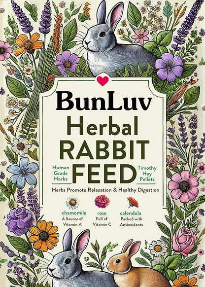 Pampered Chicken Mama Herbal Rabbit Feed 25 LB Bag: Premium Rabbit Food Made with Timothy Hay & Organic Herbs