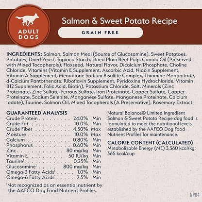 Natural Balance Limited Ingredient Grain Free Salmon & Sweet Potato Dry Dog Food, Sensitive Stomach, 24 lb (Pack of 1)