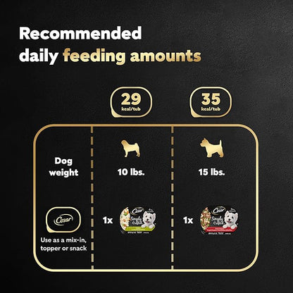 Cesar Simply Crafted Adult Wet Dog Food Meal Topper, Chicken, Carrots, Potatoes & Peas and Beef, Chicken, Purple Potatoes, Green Beans & Red Rice Variety Pack, 1.3oz. (8 Count, Pack of 2)