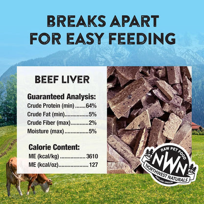 Northwest Naturals Raw Rewards Freeze-Dried Beef Liver Treats for Dogs and Cats - Bite-Sized Pieces - Healthy, 1 Ingredient, Human Grade Pet Food, All Natural, Proudly Made in USA, 3 Oz (Pack of 3)