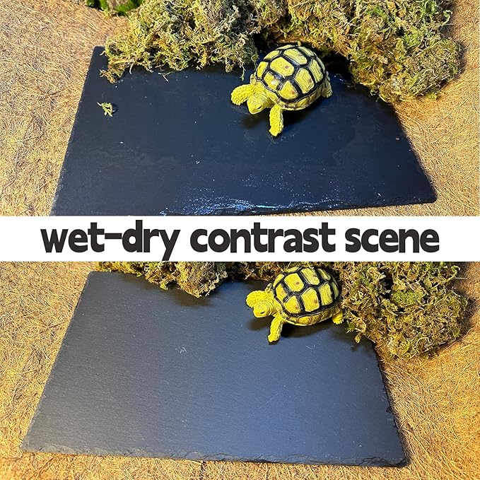 Reptile Basking Platform Turtle Rock Plate 11.8''X7.8'' Feeding Platform Food Bowl Slate Dish Bathing Rock Resting Terrace for Lizard Bearded Dragon Chameleon Gecko Snake Frog Newt