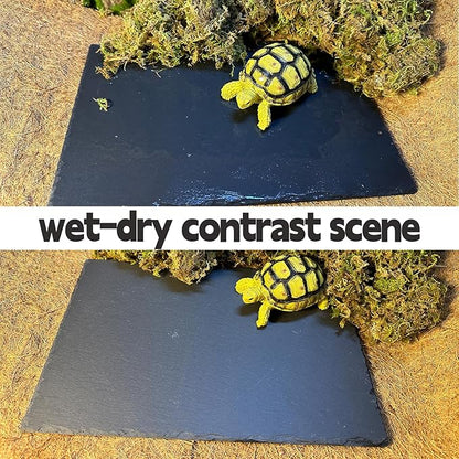 Reptile Basking Platform Turtle Rock Plate 11.8''X7.8'' Feeding Platform Food Bowl Slate Dish Bathing Rock Resting Terrace for Lizard Bearded Dragon Chameleon Gecko Snake Frog Newt