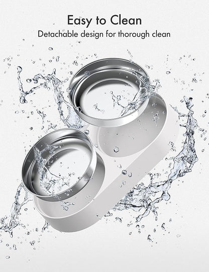 PETLIBRO Pet Food Splitter with Stainless Steel Bowls, Automatic Cat Feeder Bowls for Two Cats or Dogs, Suitable for PETLIBRO Automatic Cat Feeder PLAF005, PLAF006, PLAF103, PLAF203, White