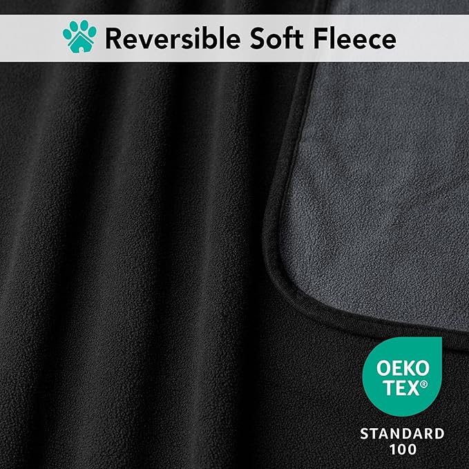 PetAmi Waterproof Dog Blanket for Extra Large Pets Dogs Cats, Large Pet Couch Cover Protector for Furniture, Reversible Washable Soft Fleece Cat Blanket for Bed Couch Sofa, 60x80 (Black/Gray)