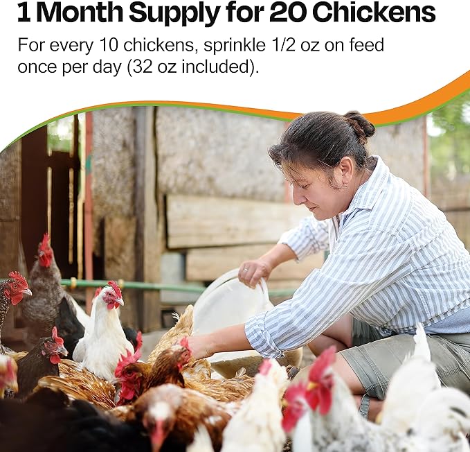 Chicken & Bird Supplement with Sea Buckthorn to Improve Egg Quality (1-Month Supply for 20 Chickens) – Earlier Laying, Egg Production Booster & Higher Quality Eggs