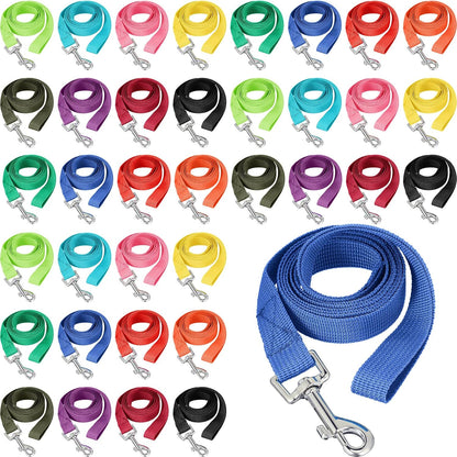 Hillban 36 Pcs Dog Leash Bulk 5 ft Multicolored Puppy Training Leash Slip Pet Traction Nylon Rope for Small Medium Dogs Agility, Yard, Camping, Backyard Play(12 Colors)