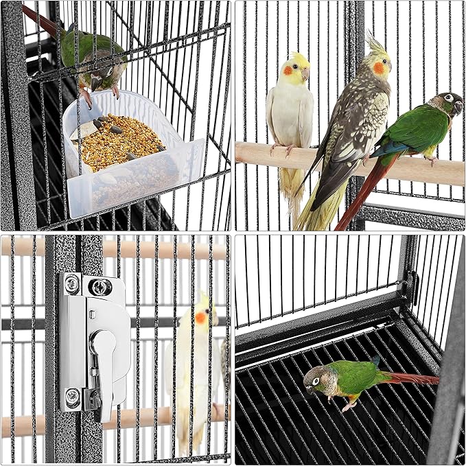 Yaheetech 54-inch Wrought Iron Standing Large Parrot Parakeet Flight Bird Cage for Small Parrot Sun Parakeet Green Cheek Conure Lovebird Budgie Finch Canary Bird Cage with Stand