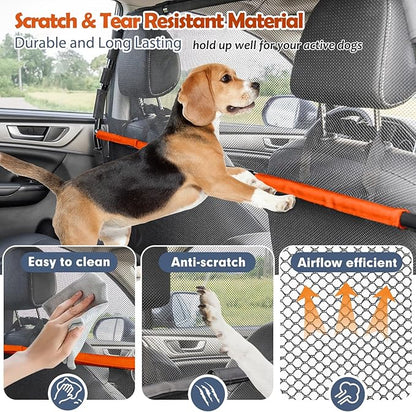 Dog Car Barrier, 50" Wide See Through Car Divider Back Seat for Cargo Area,Travel Trunk Backseat Car Net Mesh Separator for Dogs, Pet Restraint Car Net Barrier for Small SUVs or CUVs Cargo