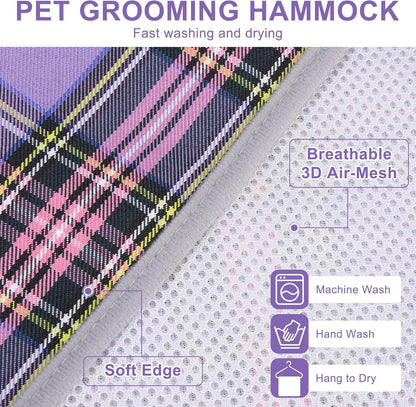 BEAUTYZOO Dog Grooming Hammock for Medium Dogs Cat- Dog Sling for Nail Trimming/Clipping- Dogs Hanging Harness Holder with Thick Fabric Neck Support & Strap Restraint Claw Care, Purple M
