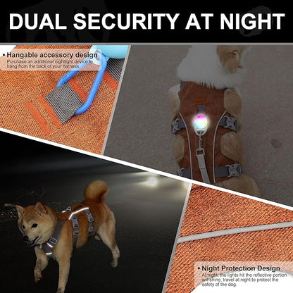 Escape Proof Dog Harness Medium Sized Dog, Reflective No Pull Dog Vest with Handle, Lightweight Full Body Pet Harness Adjustable for Walking,Training(Blue,Chest:17-32")