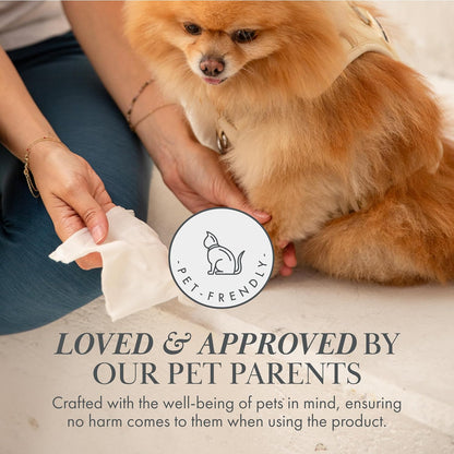 Nina Woof Dog Wipes – Fragrance-Free, Alcohol-Free, Hypoallergenic Pet Grooming Wipes with Aloe Vera, Biodegradable, for Dogs & Cats: Paws, Face, Ears & Butt – (70 Count)