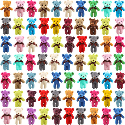 108 Pack Mini Teddy Bear Toys Bulk Small Plush Stuffed Bear Toy Keychain for Birthday Wedding Baby Shower Party Favor Valentines Christmas Gifts Goodie Bag Fillers, 18 colors